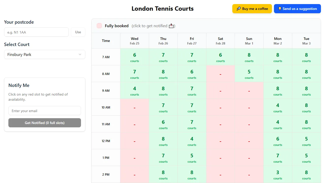 londontenniscourts.com - Free London Tennis Court Booking screenshot
