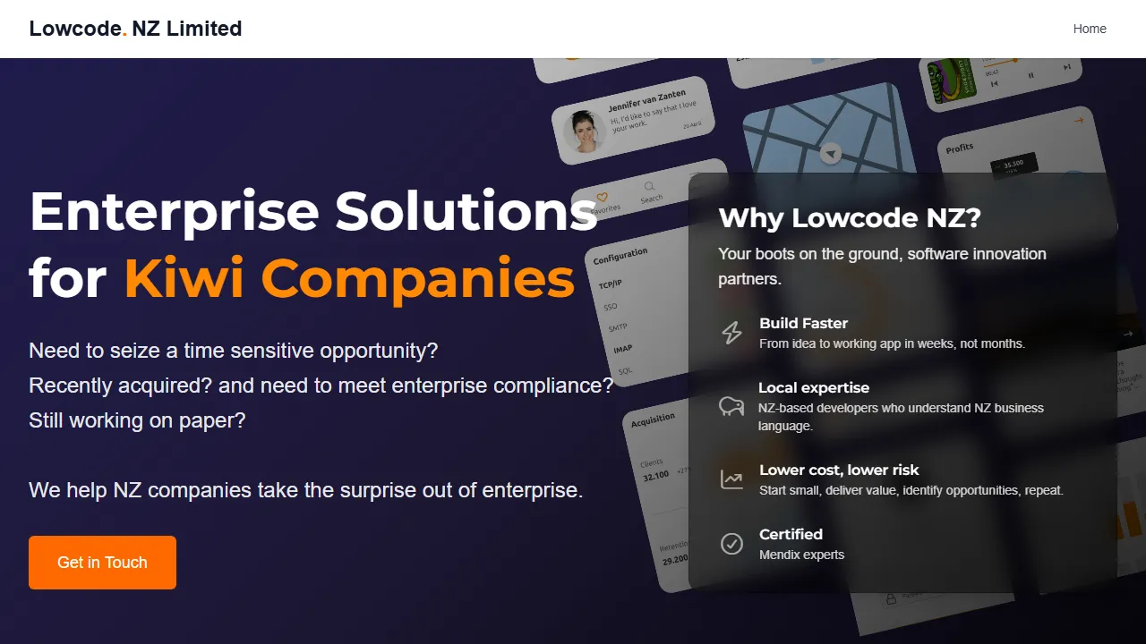 lowcode.co.nz - Low Code Enterprise Solutions For New Zealand screenshot