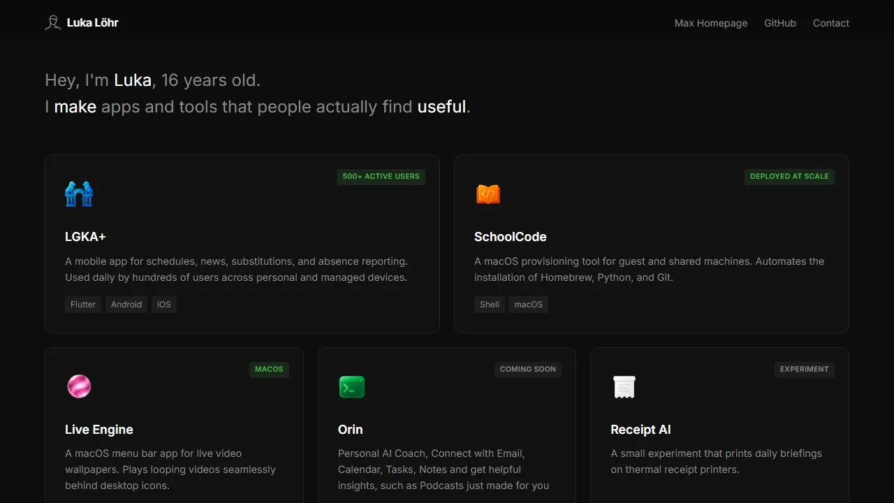lukaloehr.de - AI Tool Development Open Source Projects screenshot