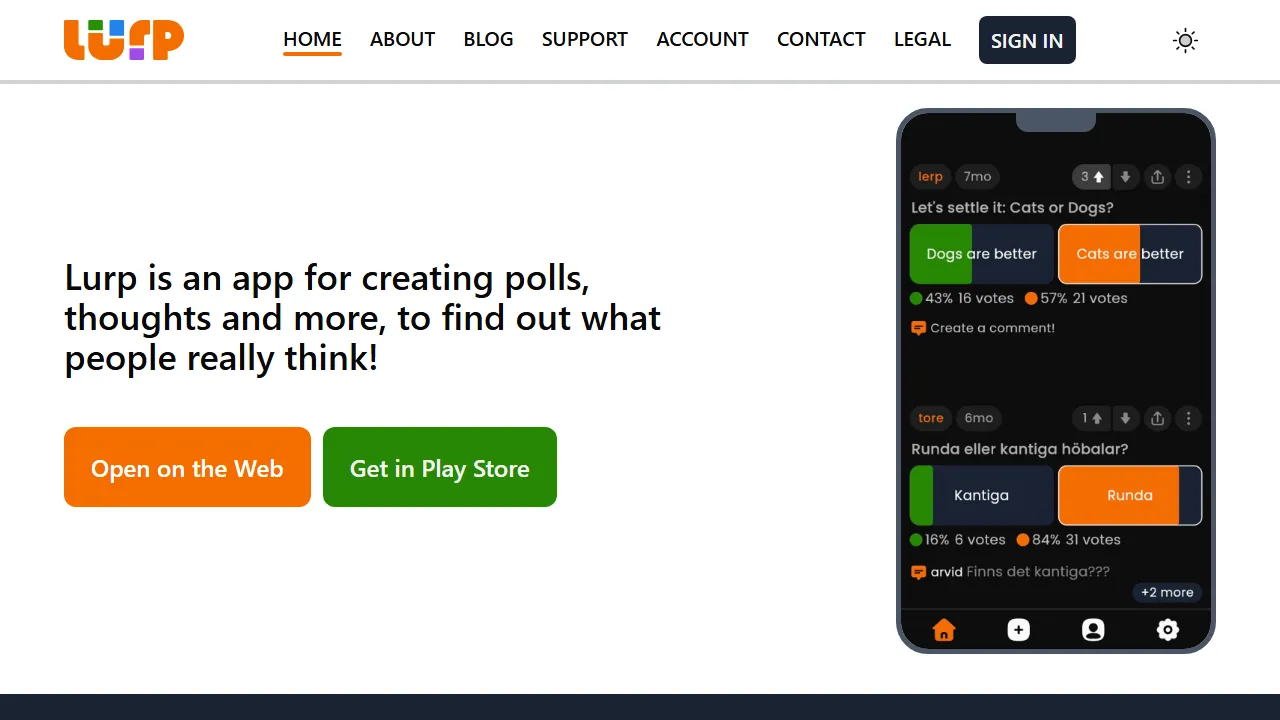 lurp.it - Simple Poll Creation and Social Expression screenshot