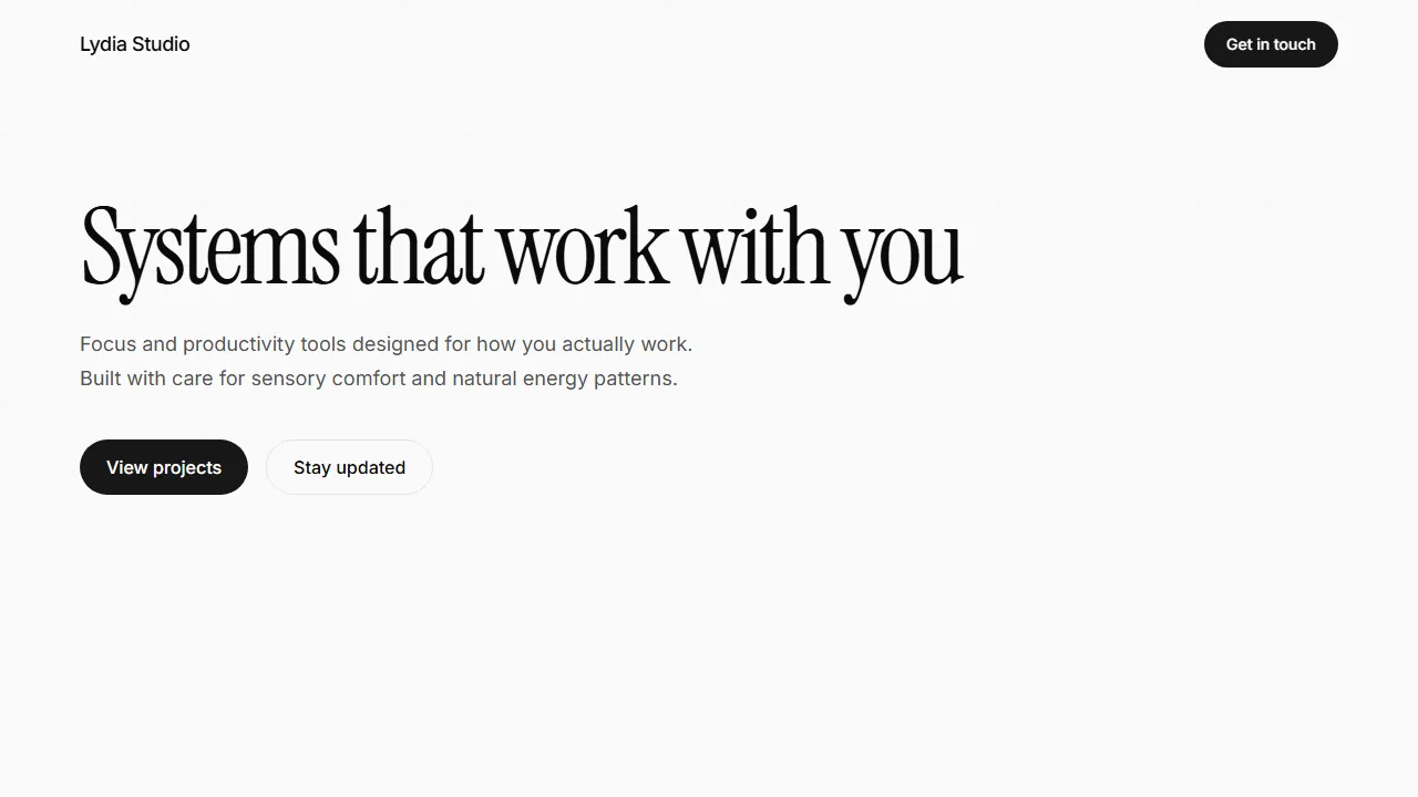 lydiastud.io - Best Free Productivity Apps for Focus and Time screenshot