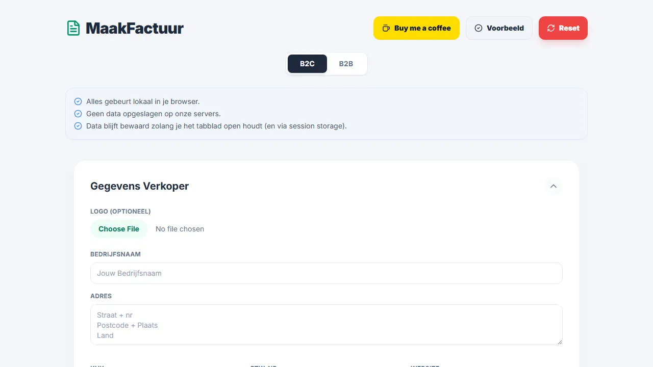 maakfactuur.nl - Free and Simple Invoice Generator Tool screenshot