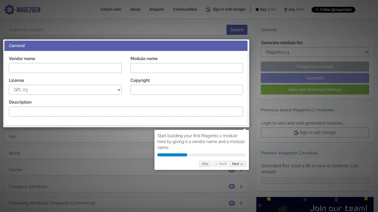 mage2gen.com - Support The Code Generation Project screenshot