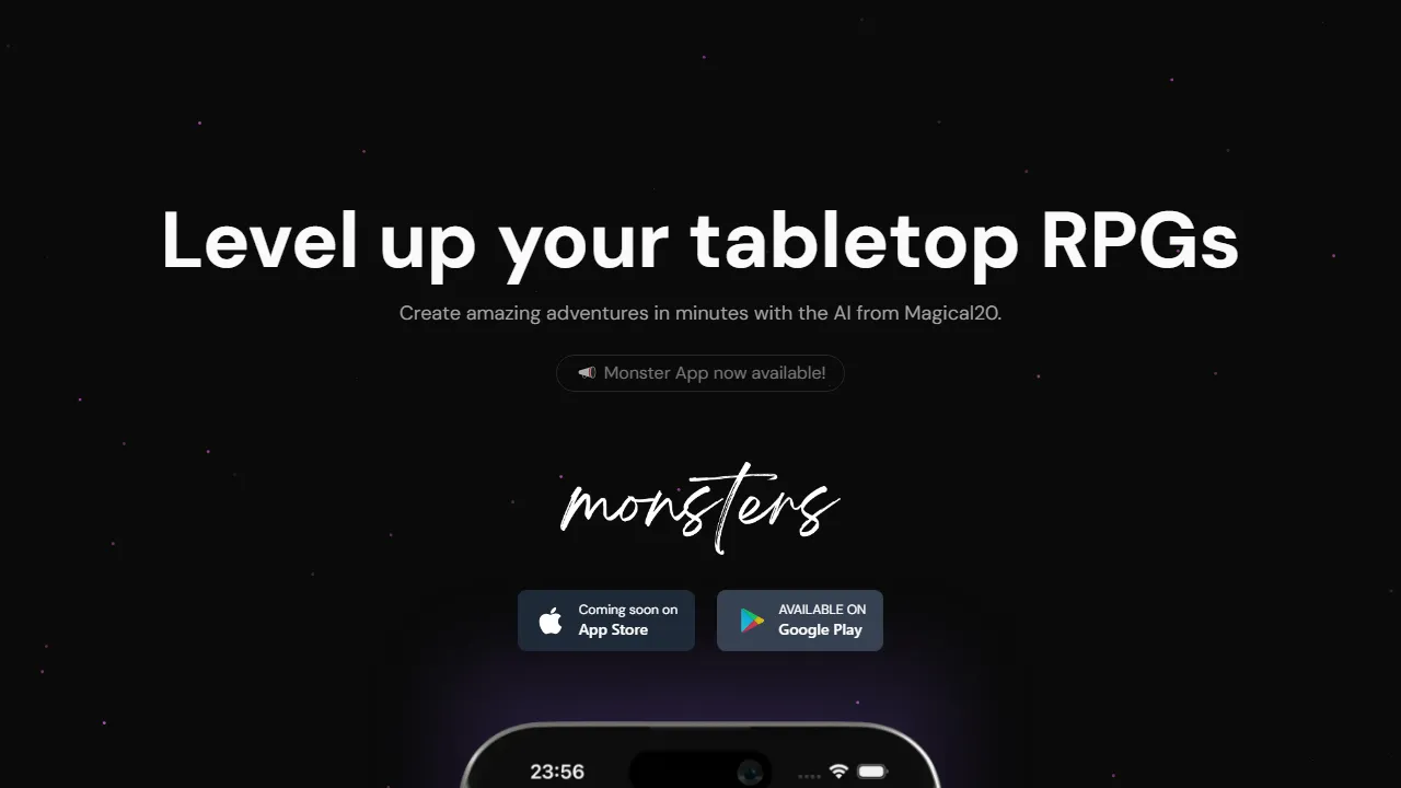 magical20.com - AI Adventure Creator for RPG Games screenshot