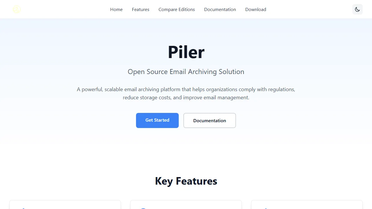 mailpiler.org - Find Archived Emails In Gmail - Application screenshot