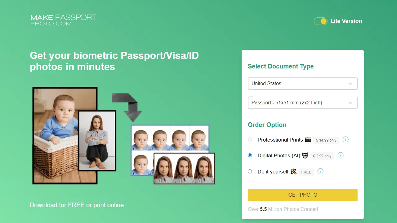 makepassportphoto.com - Free Online Passport Photo Generator Tool screenshot