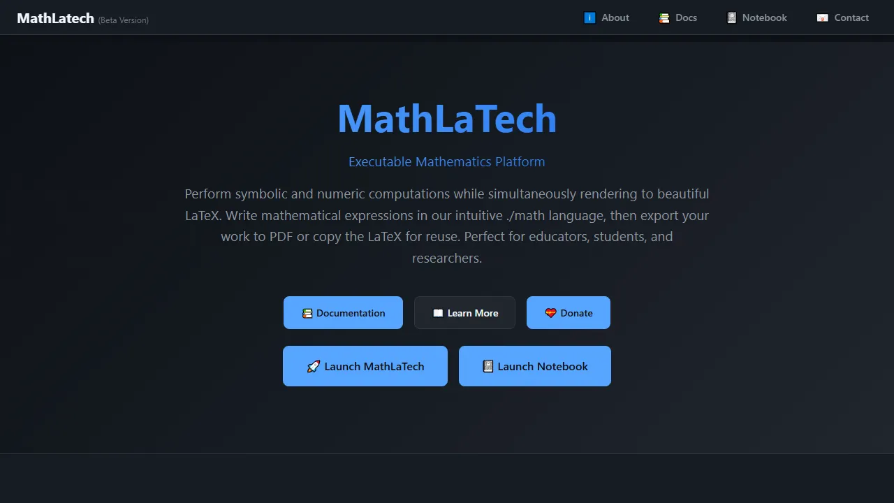 mathlatech.com - Interactive Math Interface and DSL screenshot