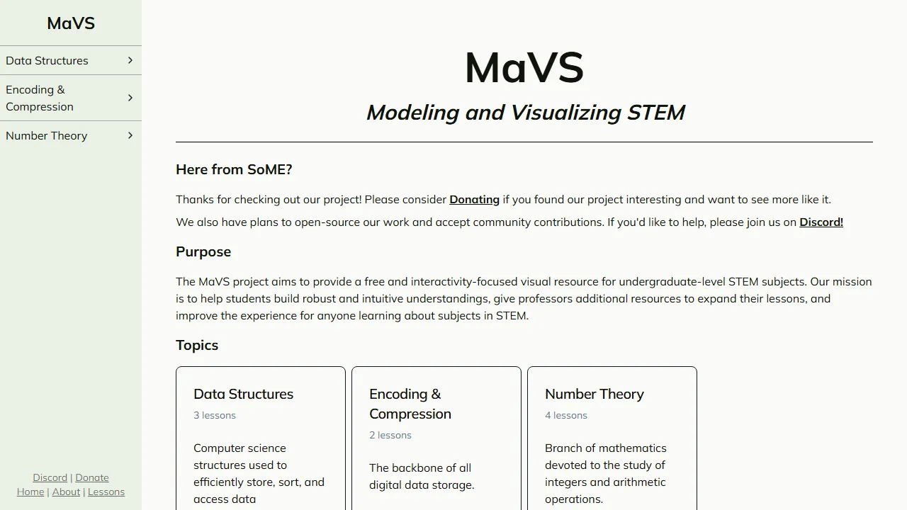 mavs.uno - Interactive STEM Visualization Web Project screenshot
