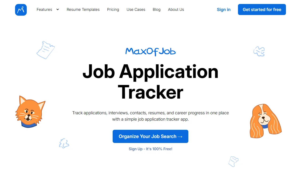 maxofjob.com - Online Resume Maker Free Cover Letter Builder screenshot