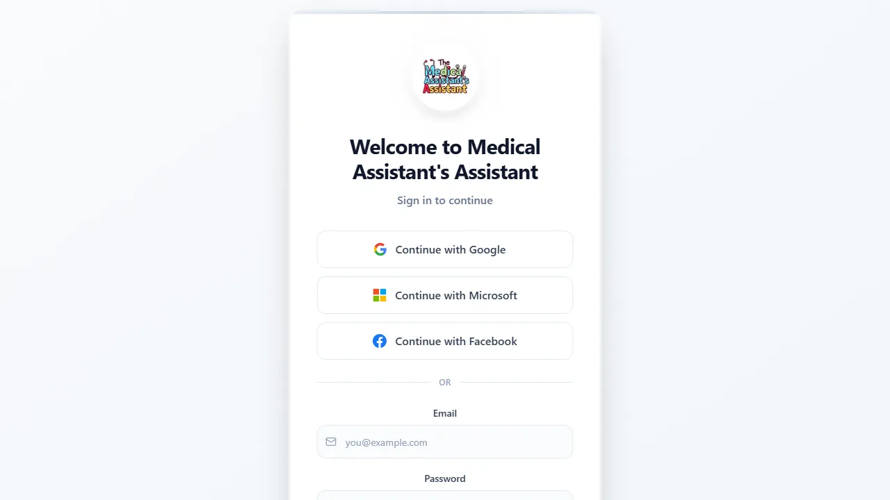 medical-assistants-assistant-82bc9de7.base44.app - Medical Assistant Tech Support Assistant screenshot