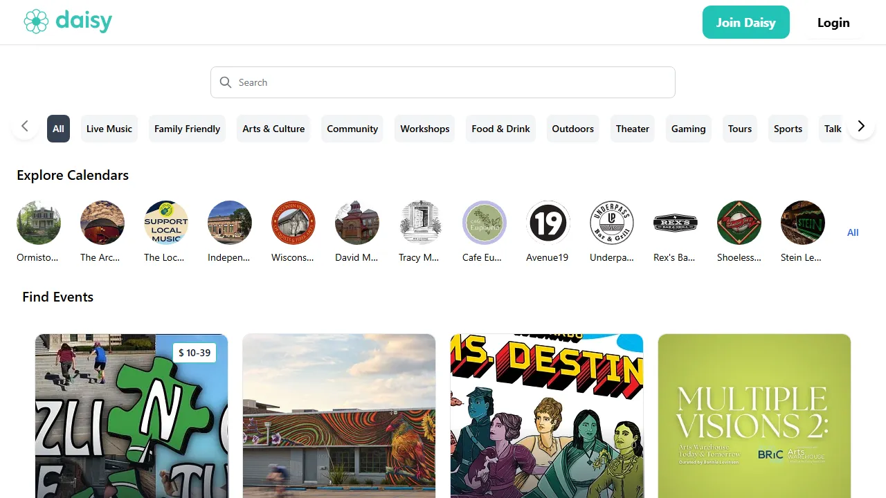 meetdaisy.co - Shared Community Calendar For Local Events screenshot