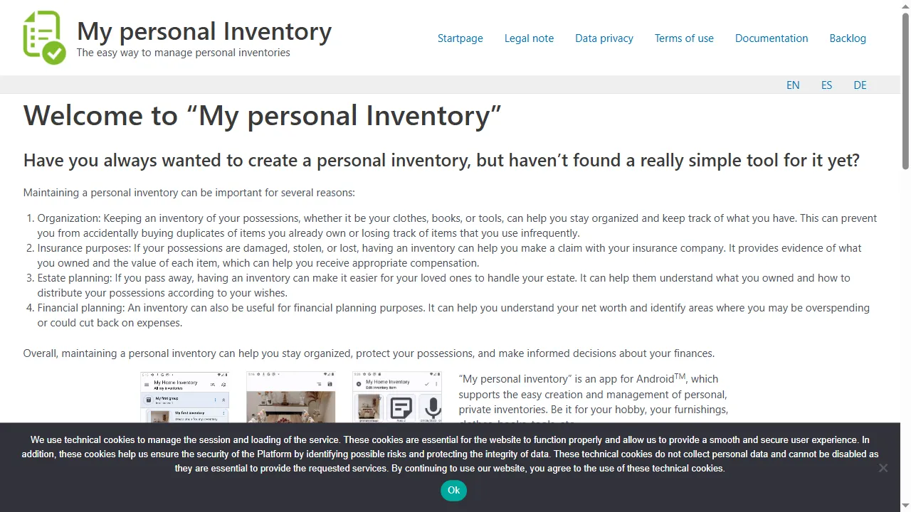 miinventariopersonal.com - Android App for Personal Inventory Management screenshot