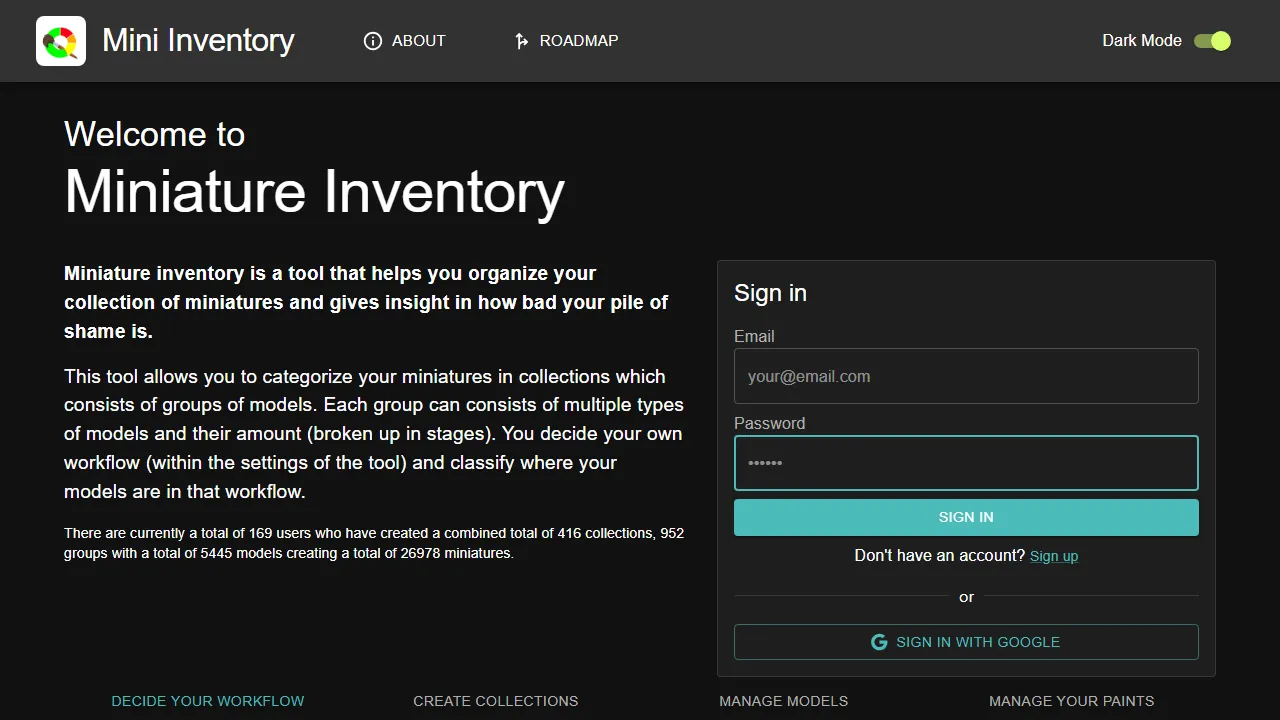 miniature-inventory.nl - Online Checklist Builder Web Application screenshot