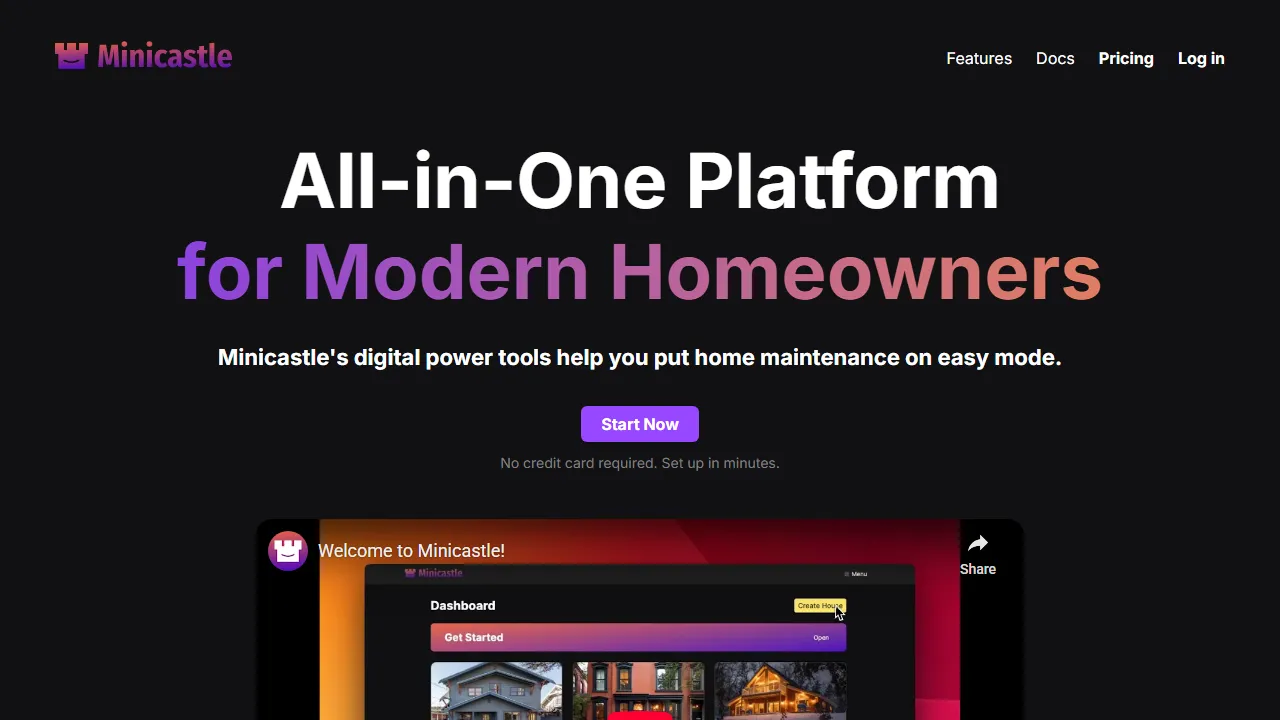 minicastle.app - Home Management Tool For Homeowners screenshot