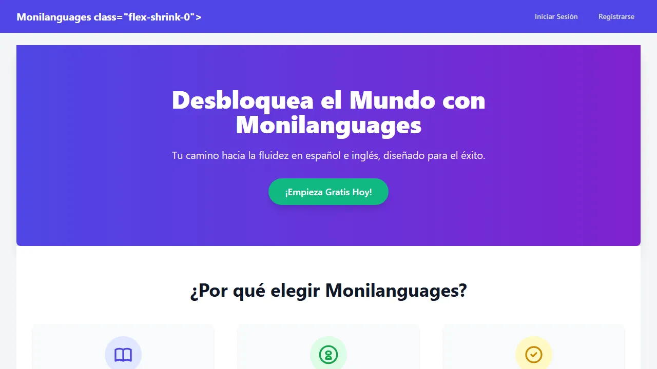monilanguagesweb.pythonanywhere.com - Learn English and Spanish for Business screenshot