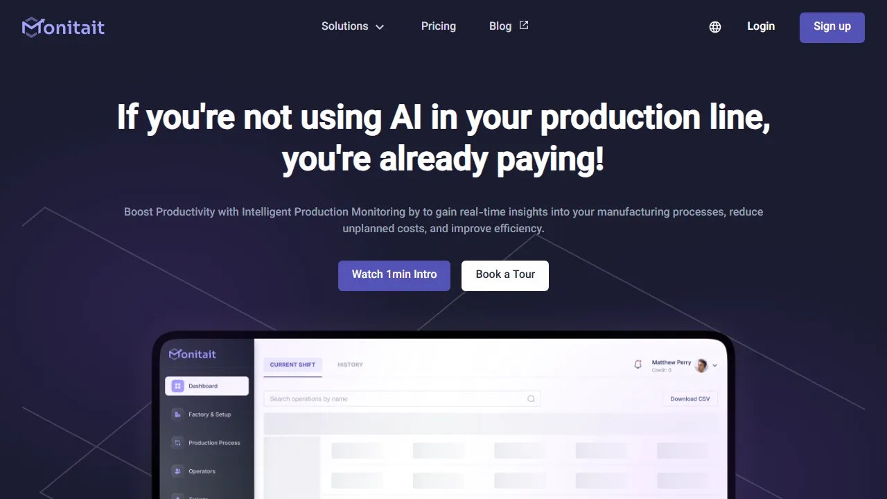 monitait.com - Industrial Application Micro-SaaS Product Catalog Listing screenshot