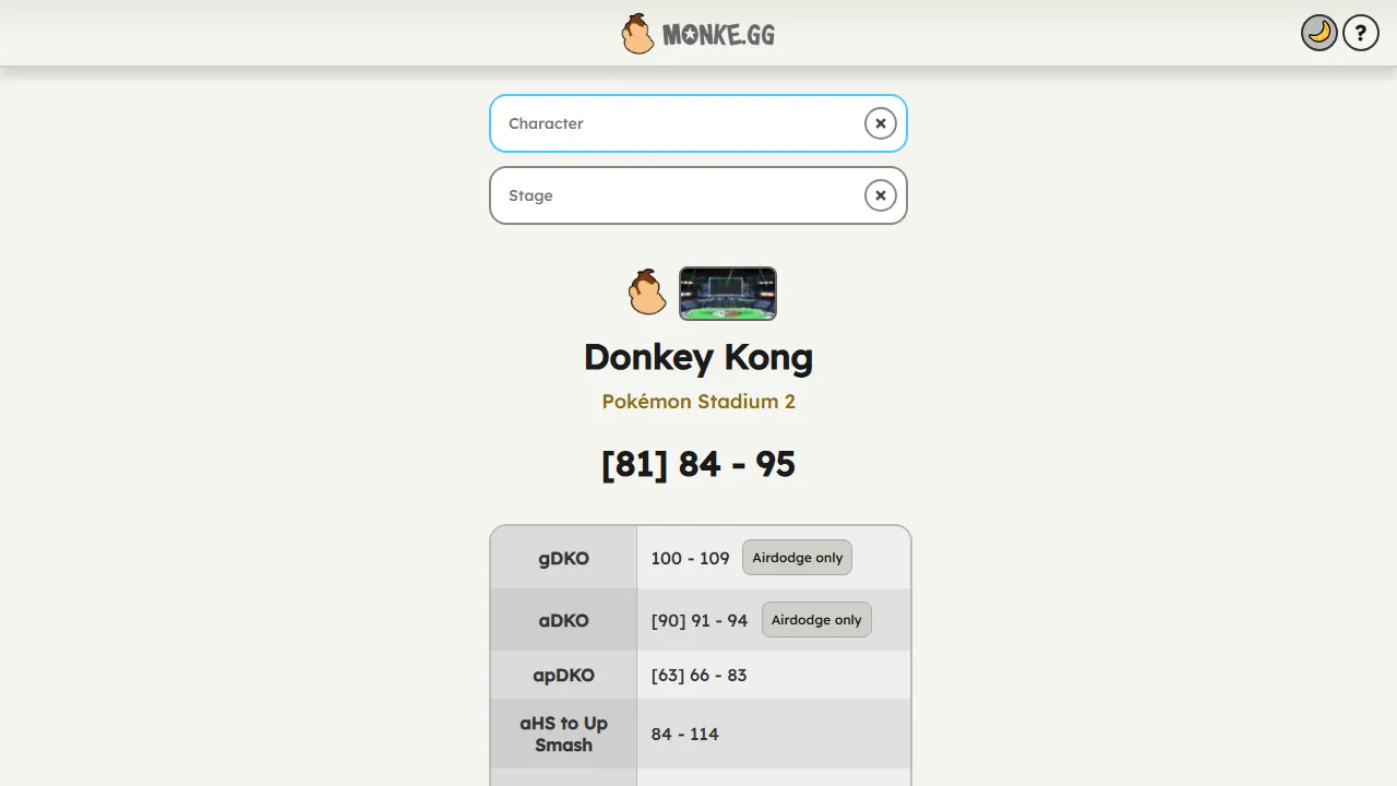 monke.gg - Super Smash Bros Matchup Guide for DK screenshot