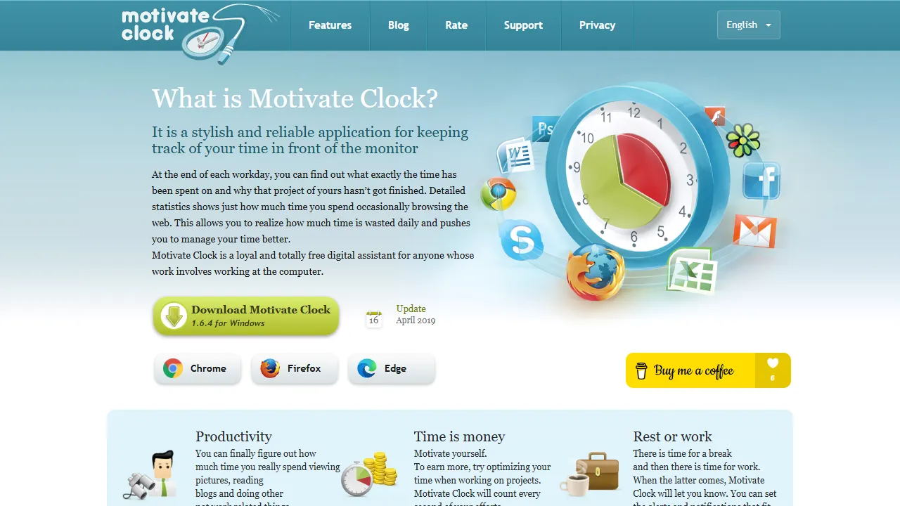 motivateclock.org - Free Time Tracking Assistant for Productivity screenshot
