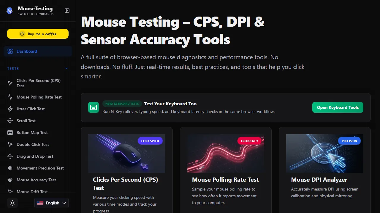 mousetesting.com - Online Mouse Testing and Cursor Creator screenshot