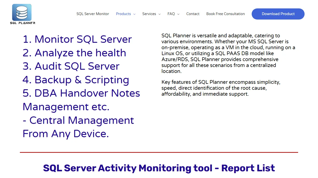 mssqlplanner.com - Free SQL Server Monitoring Software screenshot