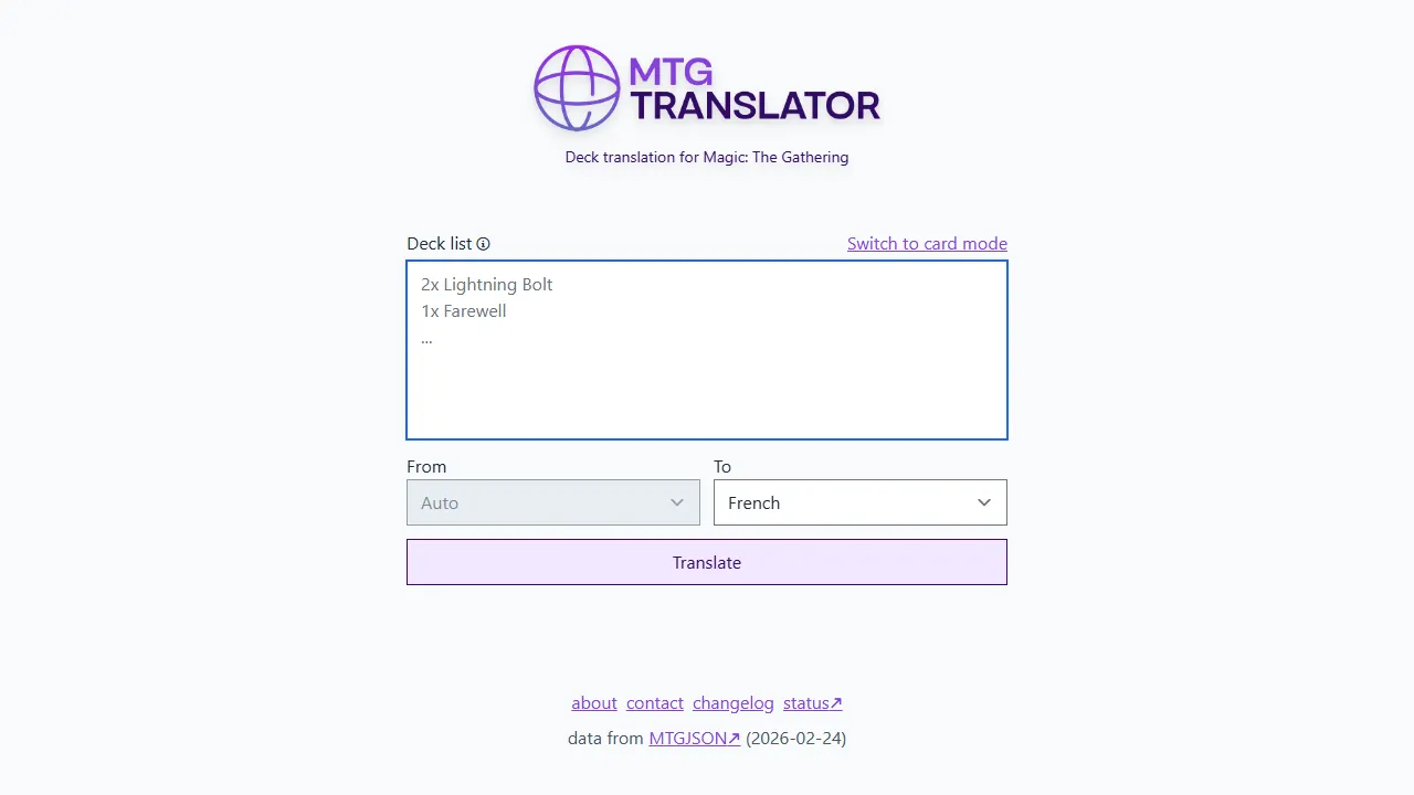 mtg-translator.net - Card Translator - Online Translation screenshot