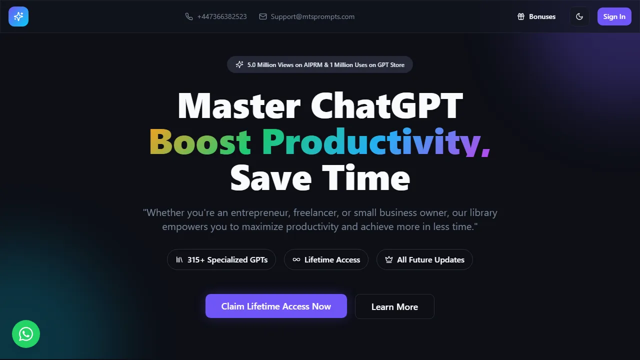 mtsprompts.com - AI Prompt Marketplace with Expert SEO Prompts screenshot
