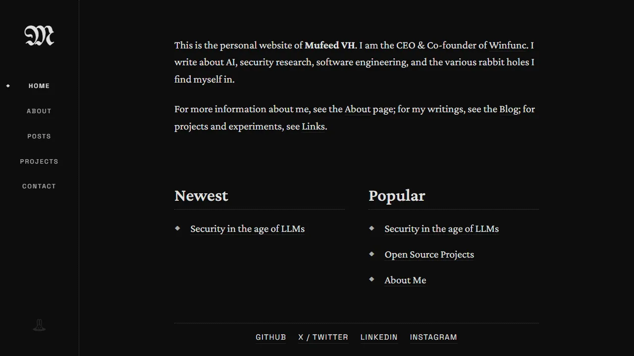 mufeedvh.com - Open Source Software Development and Security Research screenshot