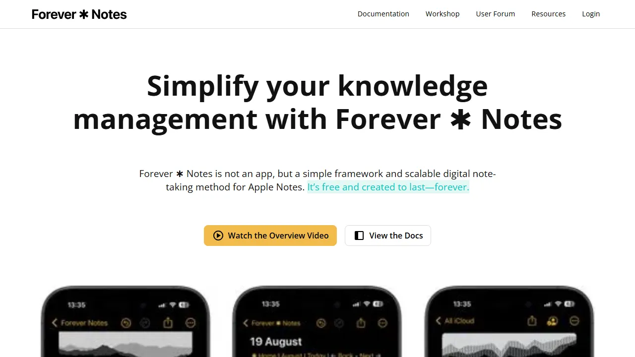 myforevernotes.com - Simple System for Organizing Notes screenshot