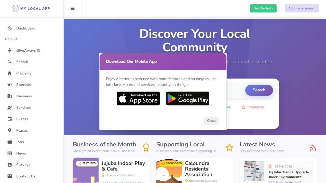 mylocalapp.com.au - Passion Project for Local Business Directory screenshot