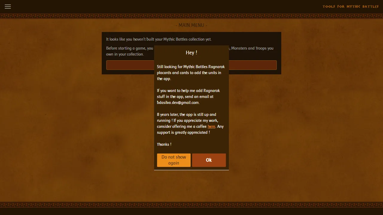 mythicbattles.decksforge.com - Online Deck Building Design Software screenshot