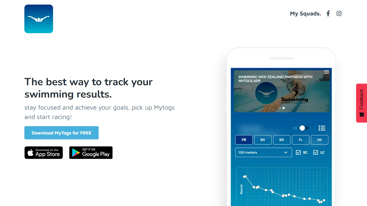 mytogs.co.nz - Swimming Results Tracker Mobile Application screenshot