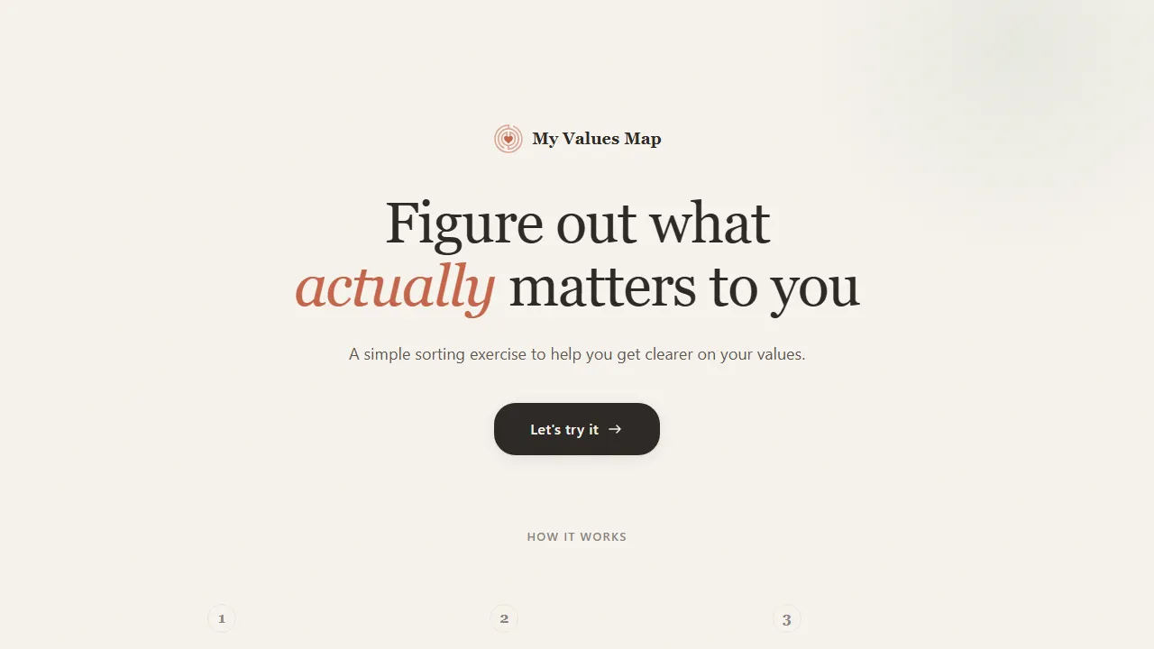 myvalues.fit - Interactive Personal Values Assessment Test Online screenshot