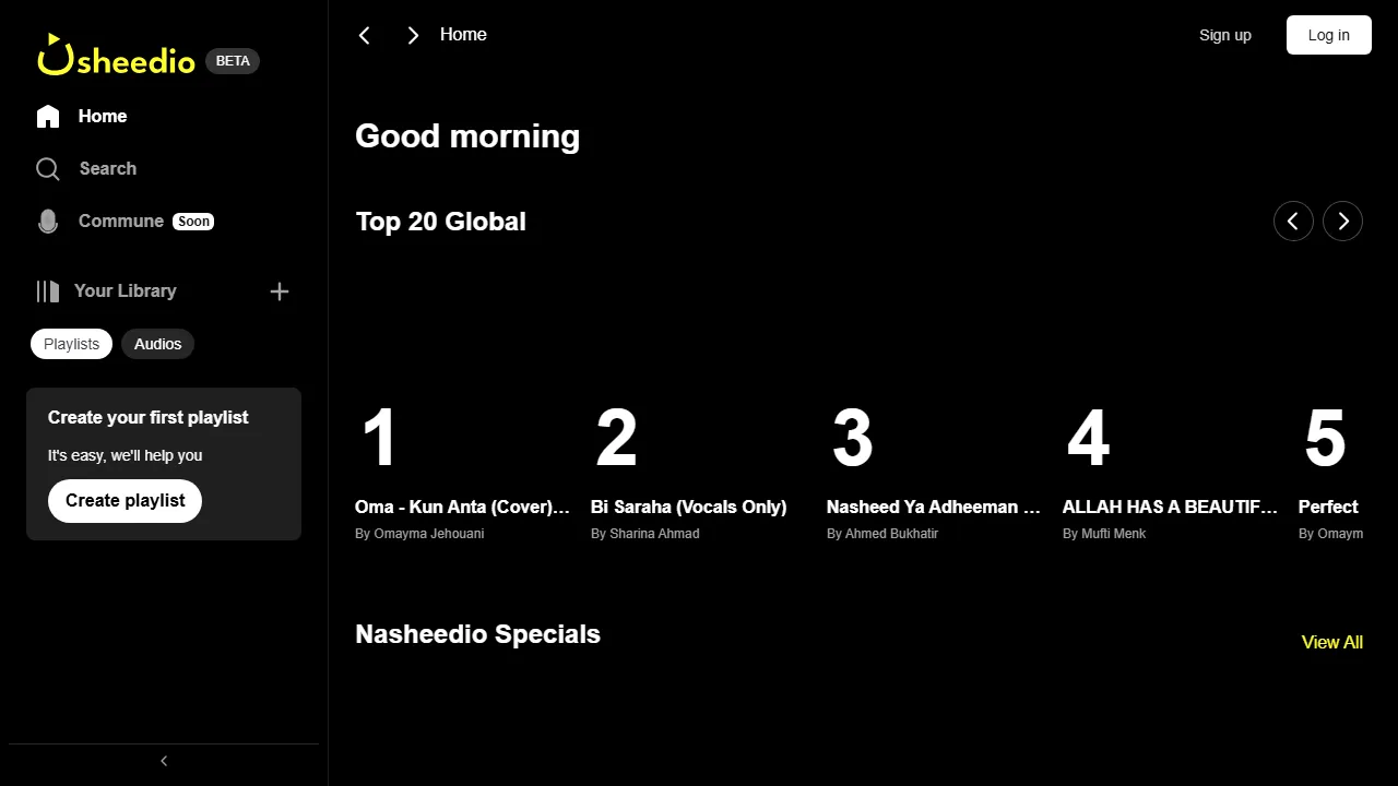 nasheedio.com - AI-Powered Audio Streaming Platform screenshot