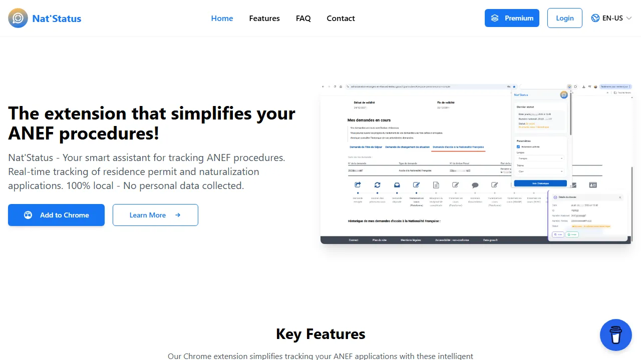 natstatus.fr - USCIS Case Tracker for Immigration Status Check screenshot