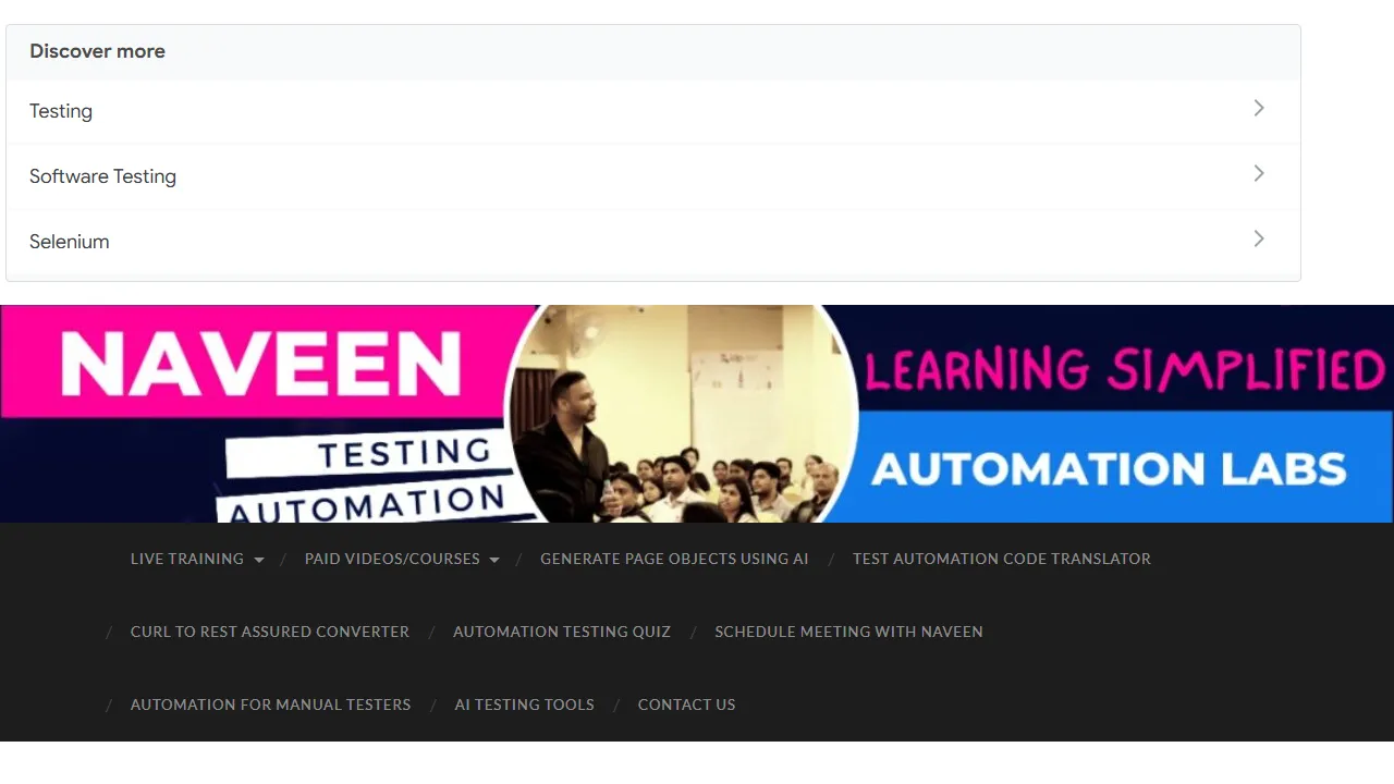 naveenautomationlabs.com - Test Automation Framework and Tools screenshot