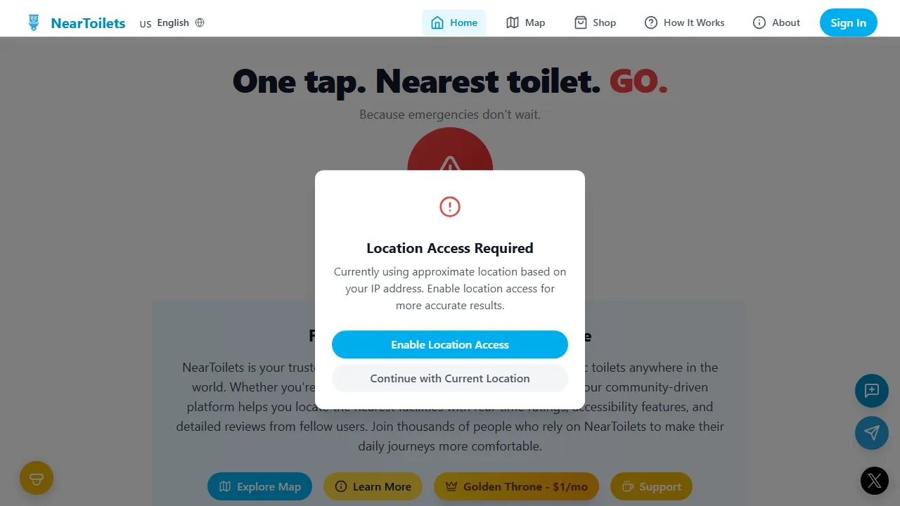 neartoilets.com - Flush Toilet Finder App for Public Restrooms screenshot