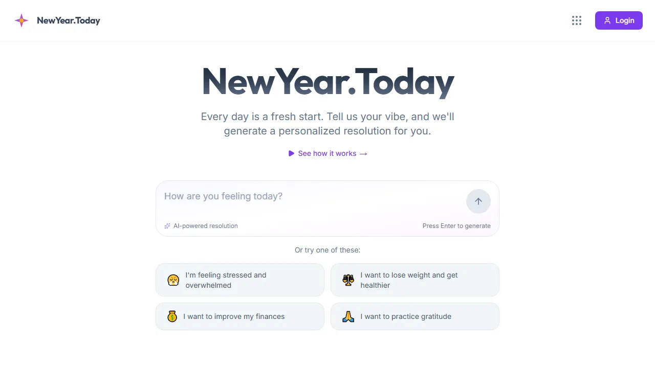 newyear.today - AI Powered App to Start Your Day screenshot