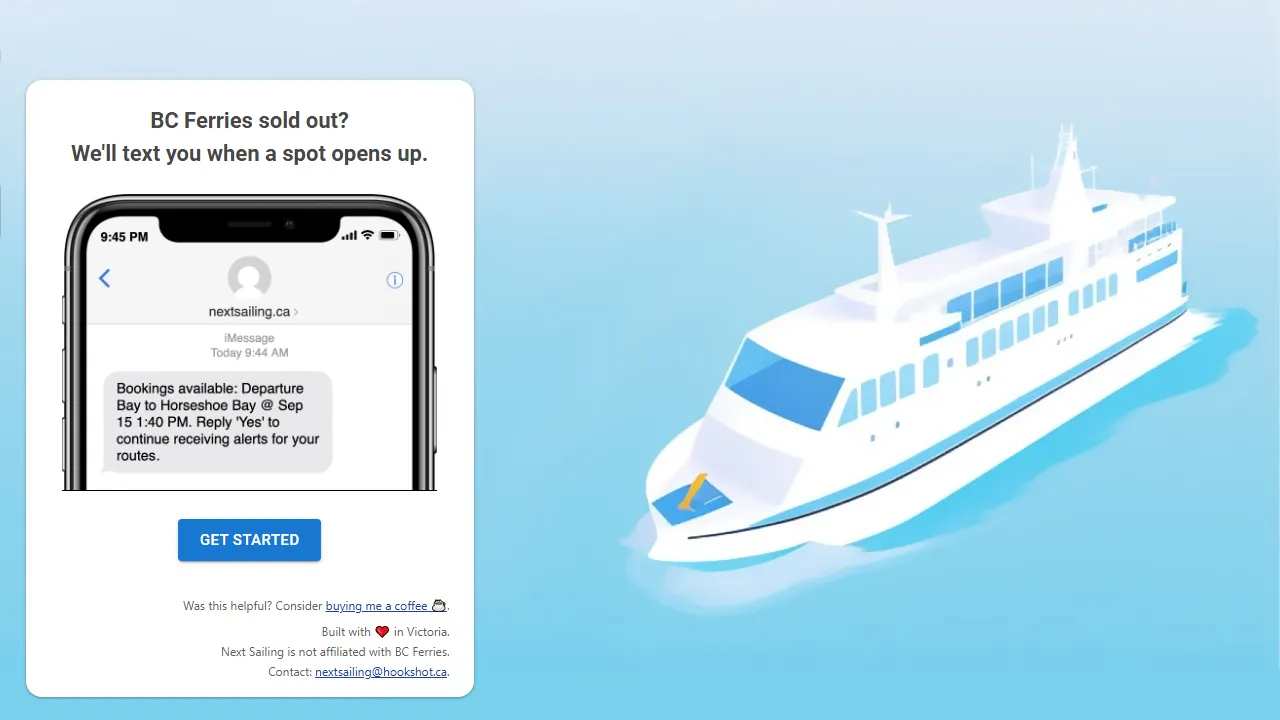 nextsailing.ca - Free Online Booking and Reservation Tool screenshot