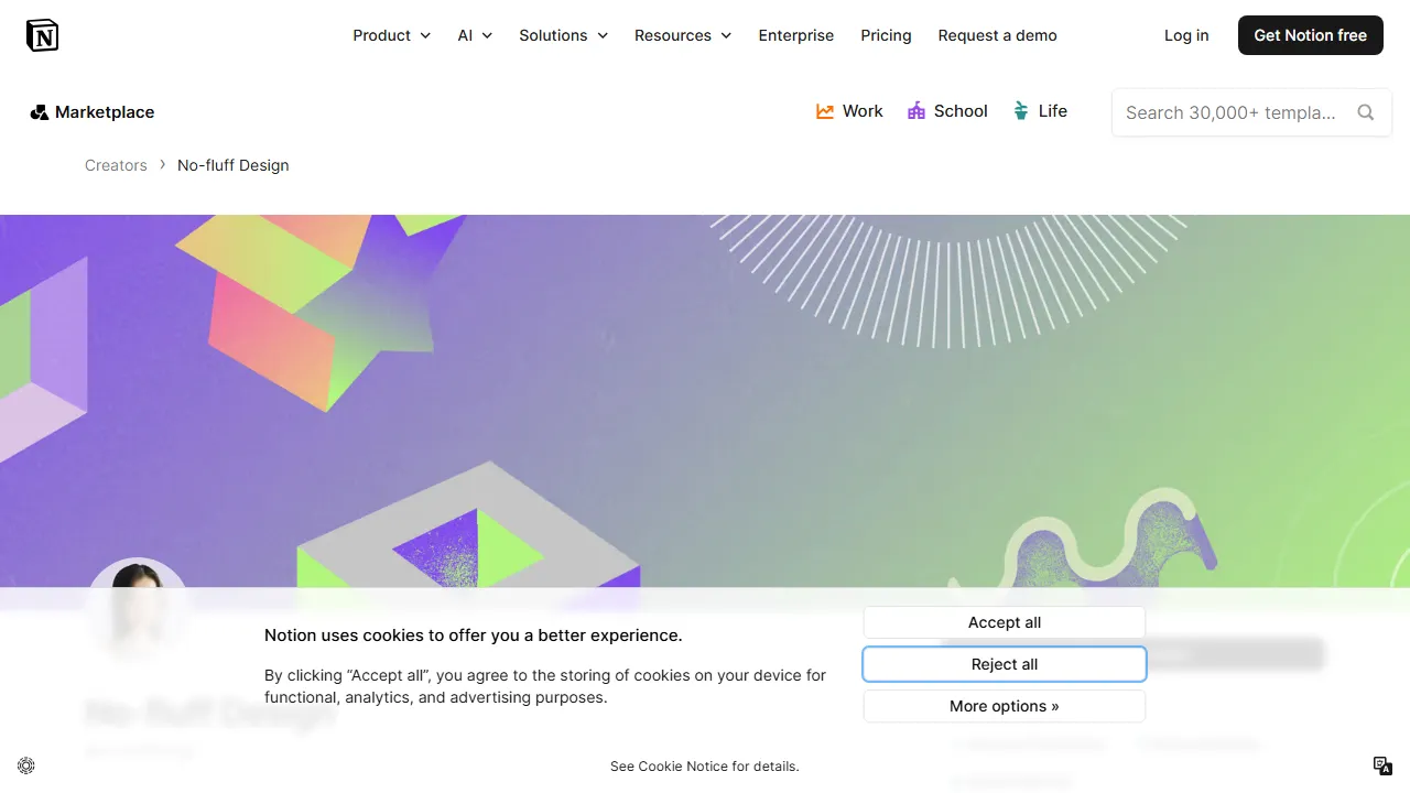 No-fluff Design - Notion Templates for Individuals and Teams screenshot