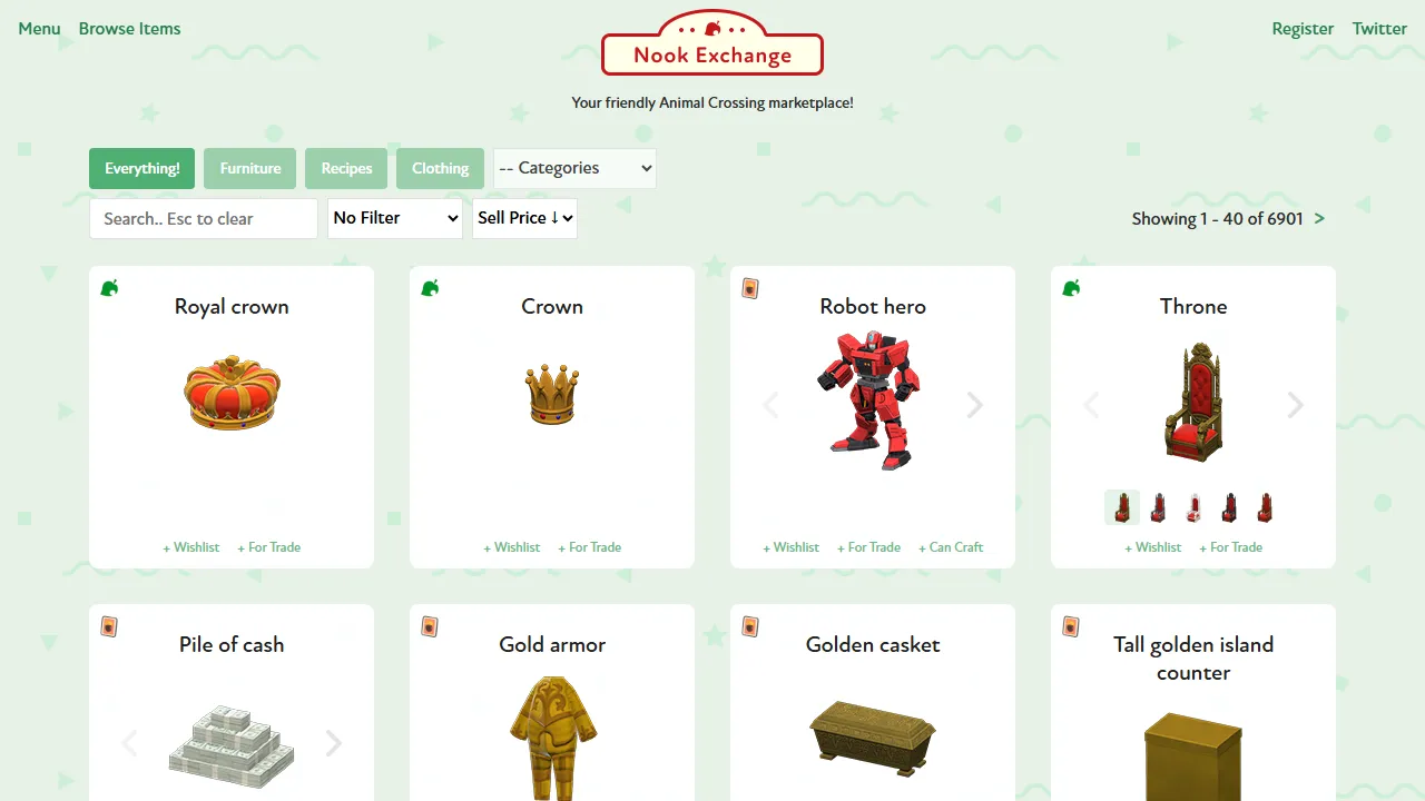 nook.exchange - Online Marketplace for Animal Crossing screenshot