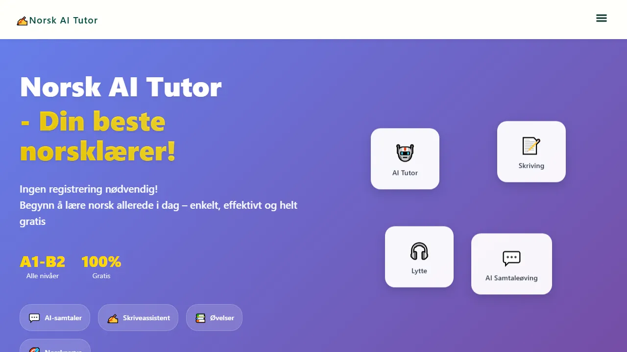 norskai.vercel.app - AI Language Learning and Exam Prep screenshot