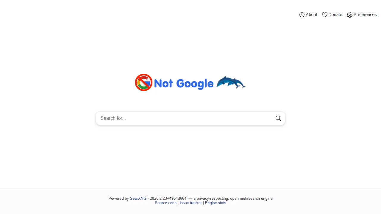 notgoogle.klauda.at - Anonymous, Filter-Free Meta Search Engine screenshot