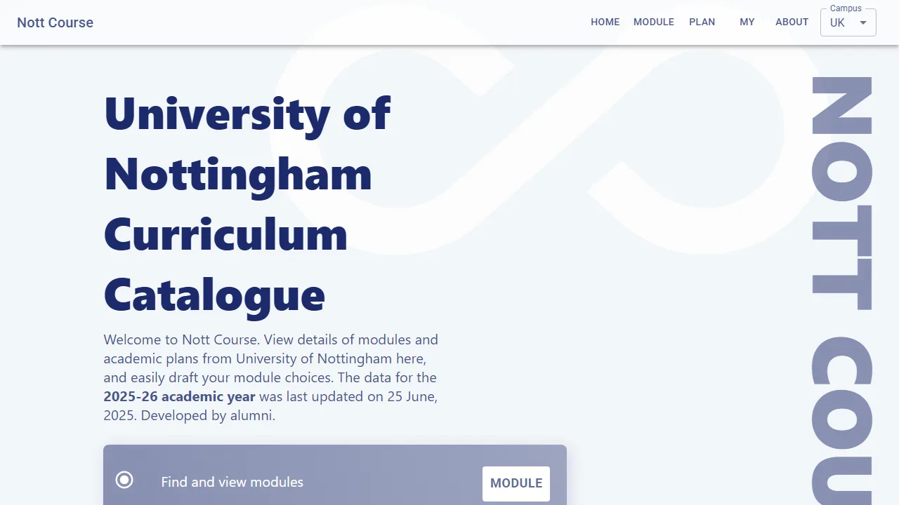 nott-course.uk - Free Open Source Course Catalog Enhancement screenshot