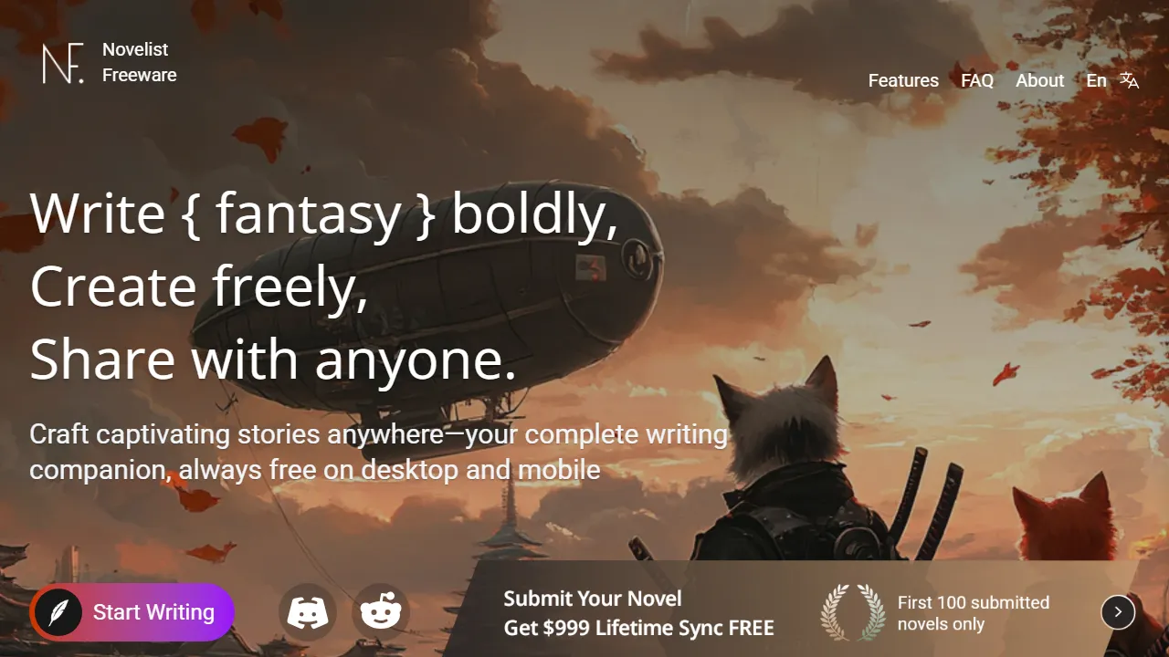 novelistfreeware.com - Free Book Writing App for Authors screenshot