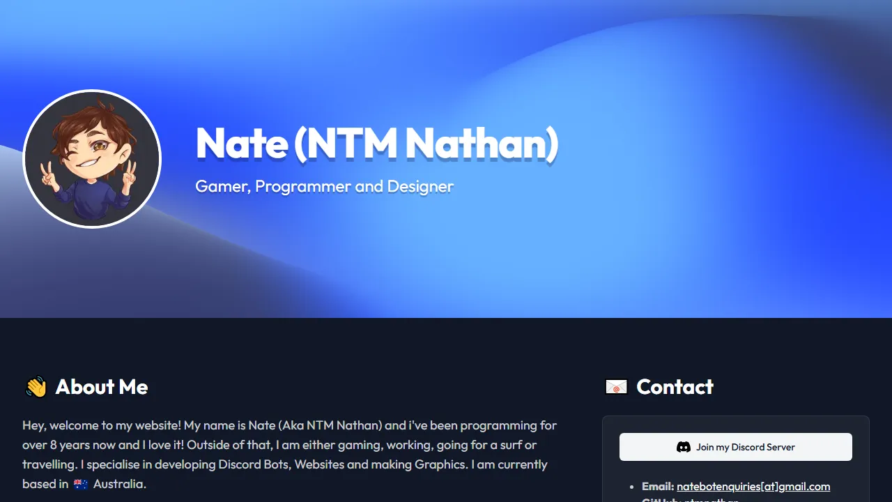 ntmnathan.com - Discord Bot for Community Support screenshot