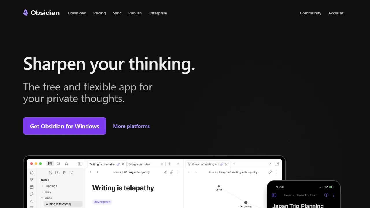 obsidian.md - Markdown Editor for Obsidian and More screenshot