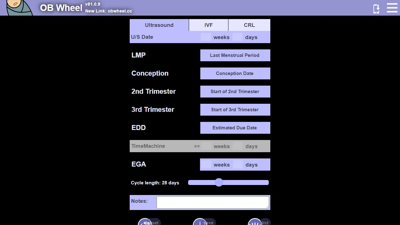 obwheel.quartertone.net - Pregnancy Calculator and Due Date screenshot