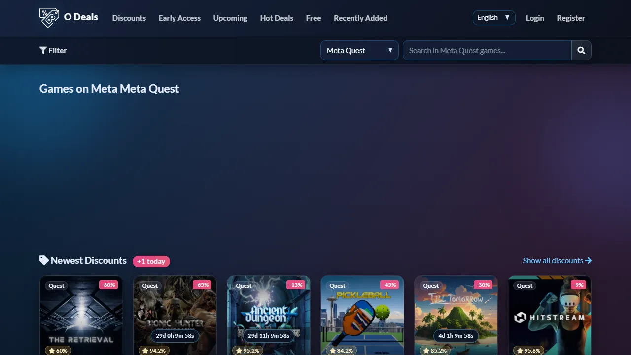 odeals.net - Oculus Game Deal Tracker - Find Best Discounts screenshot