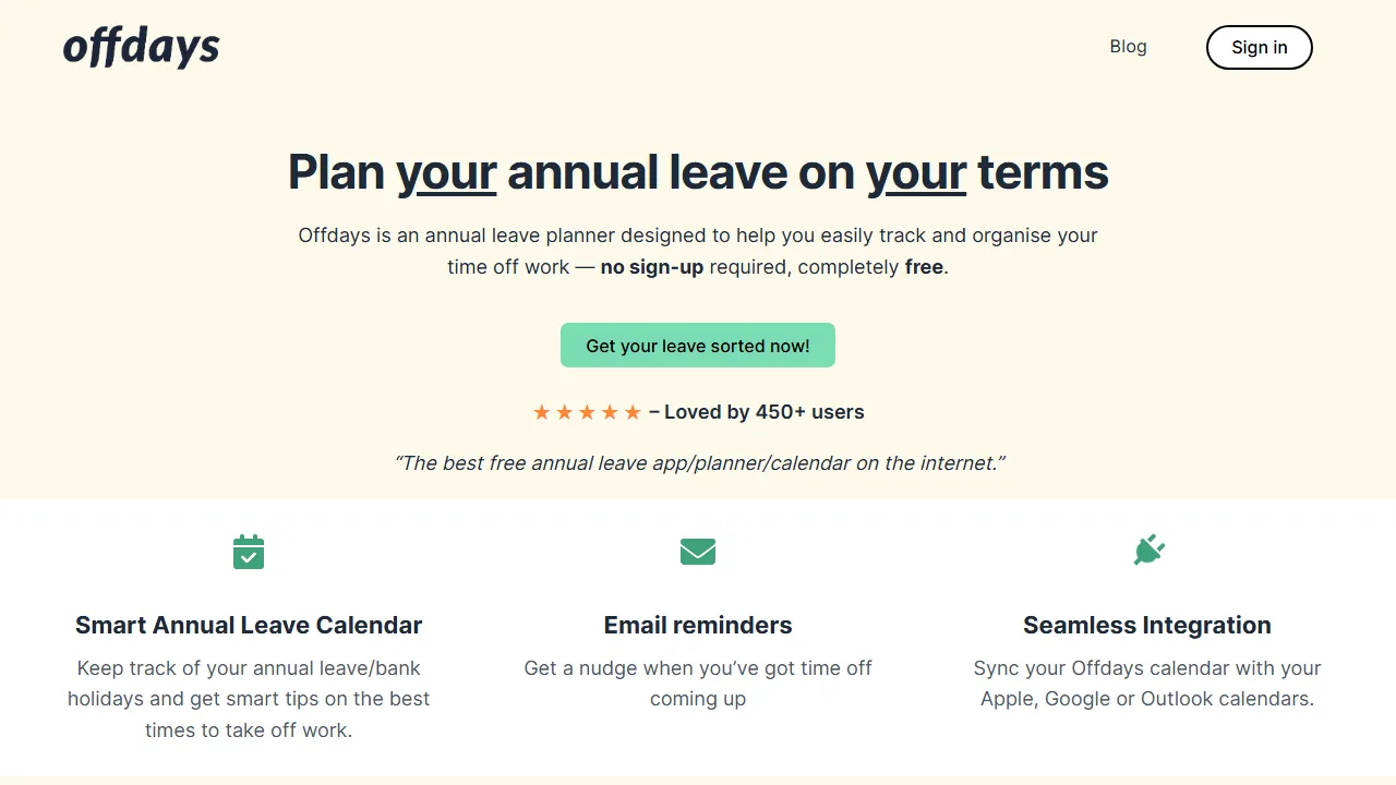 offdays.co.uk - Free Time Off and PTO Tracker screenshot
