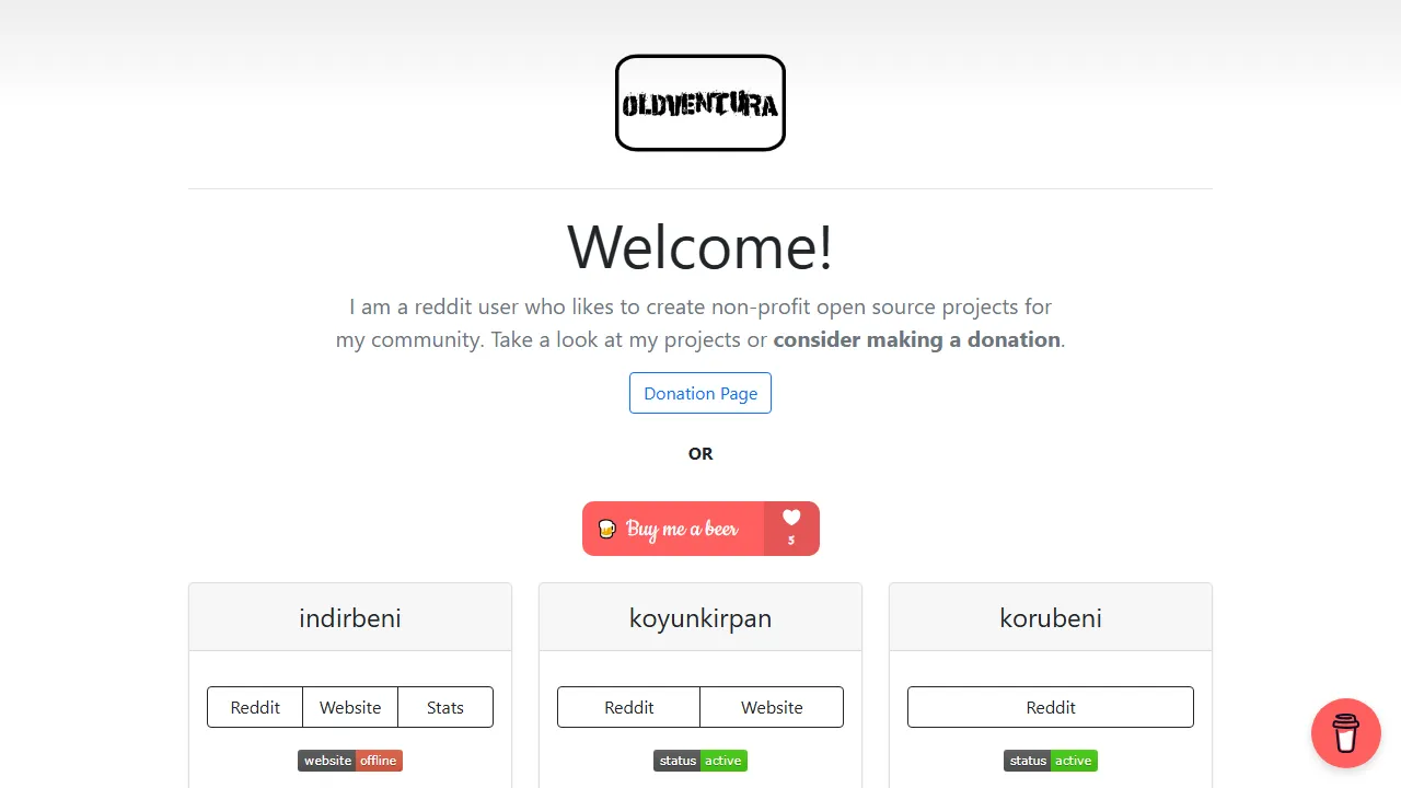 oldventura.github.io - Free Open Source Coding Projects for Community screenshot